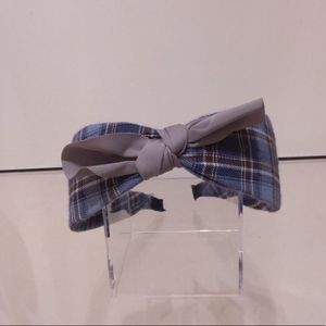 Plaid Bow Headband with Gray Knot - Women's Hair Accessory